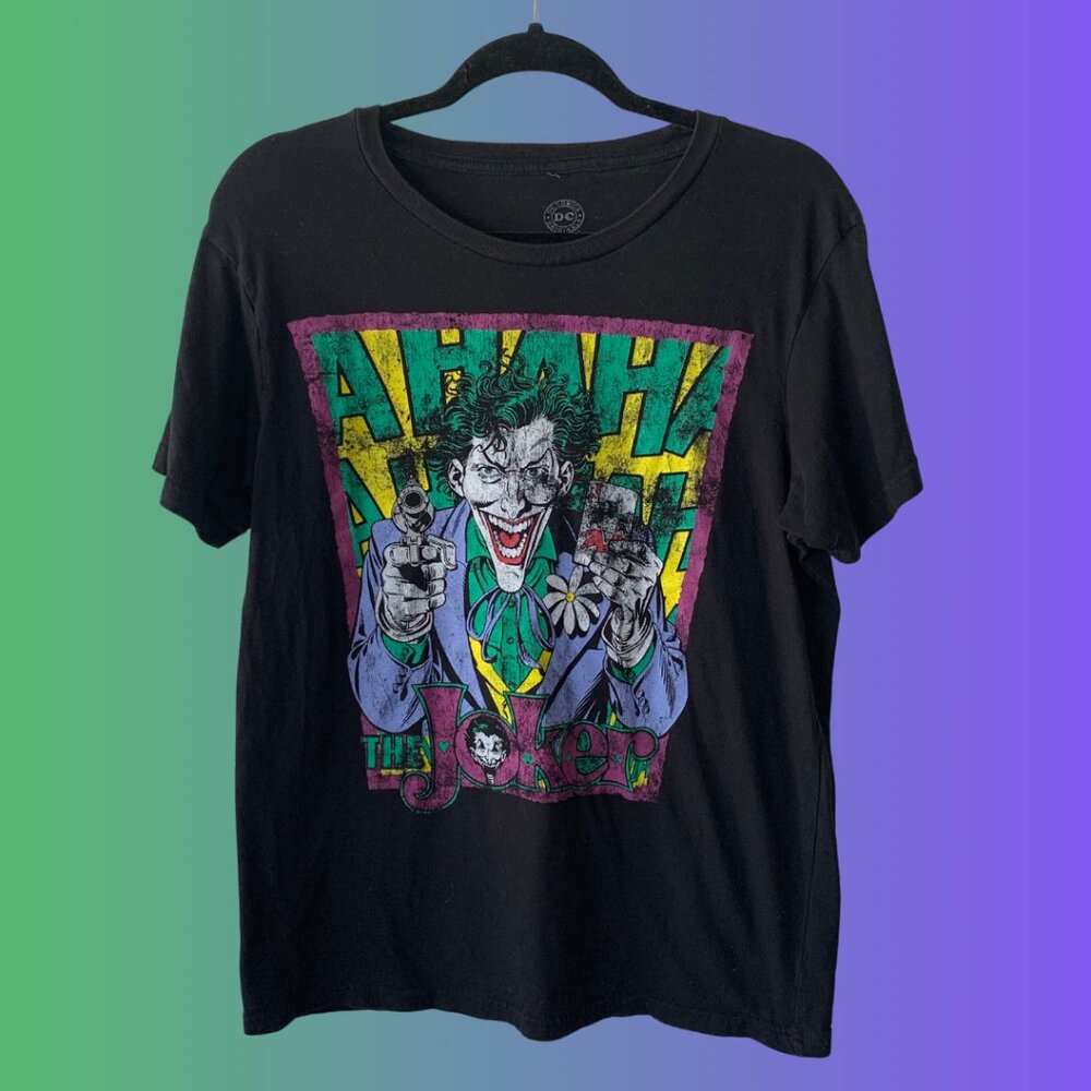 DC Comics The Joker “Ha Ha Ha” Graphic T-Shirt Men’s M Black Batman Villain Tee